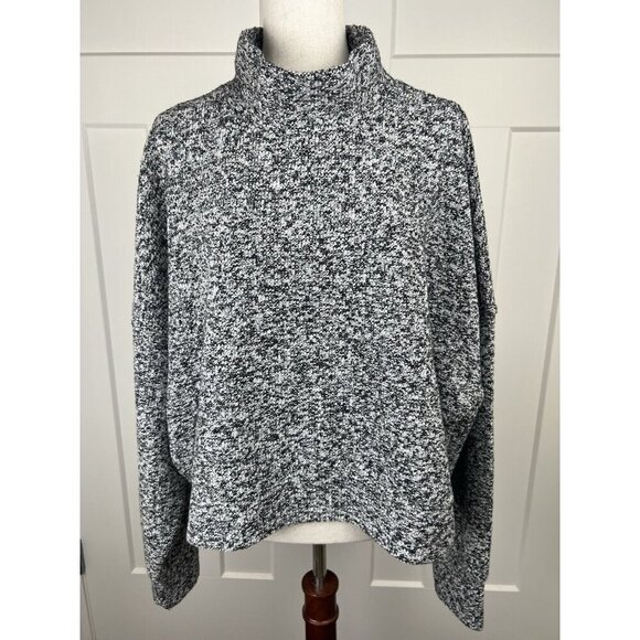 Aerie Sweaters - NWOT Aerie OFFLINE Snowday Mock Neck Crop Sweater Pullover Gray Black XL Soft